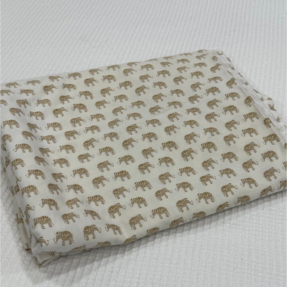Gold Elephant Twin Flat Sheet 100% Cotton Grace Home Fashions Boho Indian 99x62"